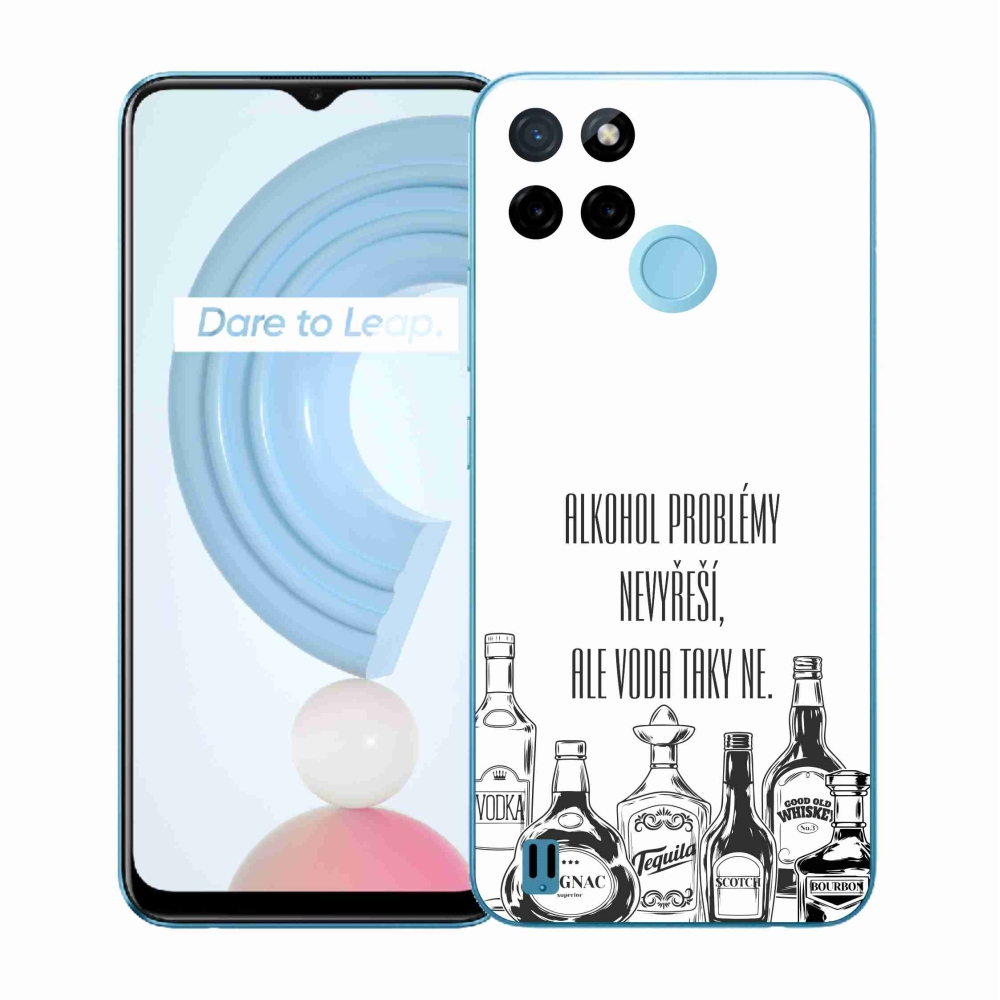 Gelový kryt mmCase na Realme C21Y/C25Y - vtipný text bílé pozadí