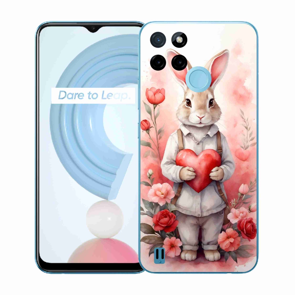 Gelový kryt mmCase na Realme C21Y/C25Y - zajíc se srdíčkem