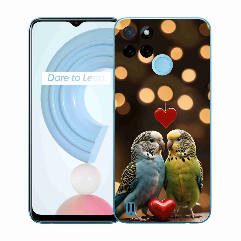 Gelový kryt mmCase na Realme C21Y/C25Y - zamilovaní papoušci