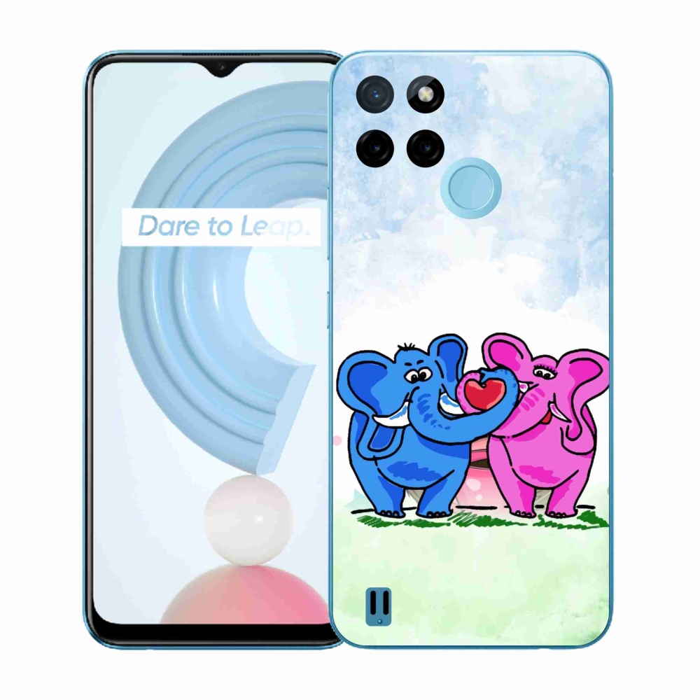 Gelový kryt mmCase na Realme C21Y/C25Y - zamilovaní sloni