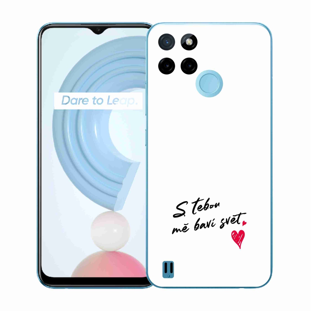 Gelový kryt mmCase na Realme C21Y/C25Y - zamilovaný text 1 bílé pozadí