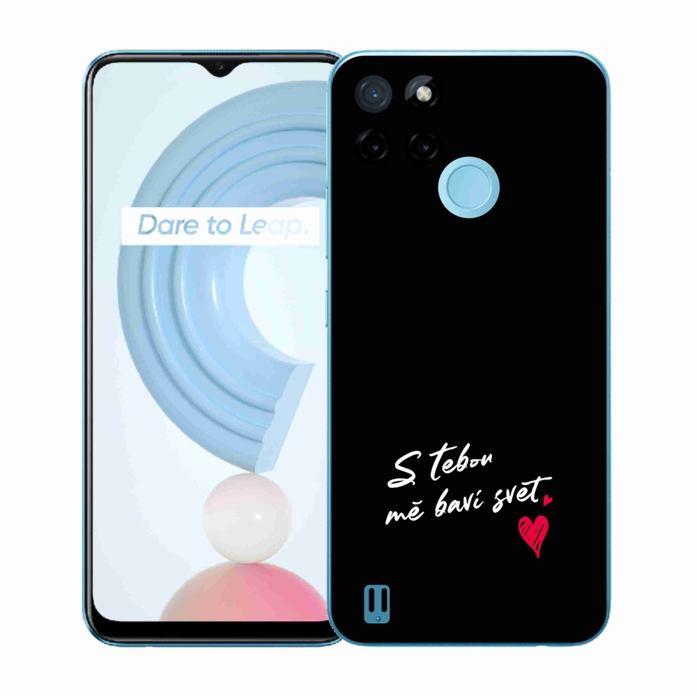 Gelový kryt mmCase na Realme C21Y/C25Y - zamilovaný text 1 černé pozadí