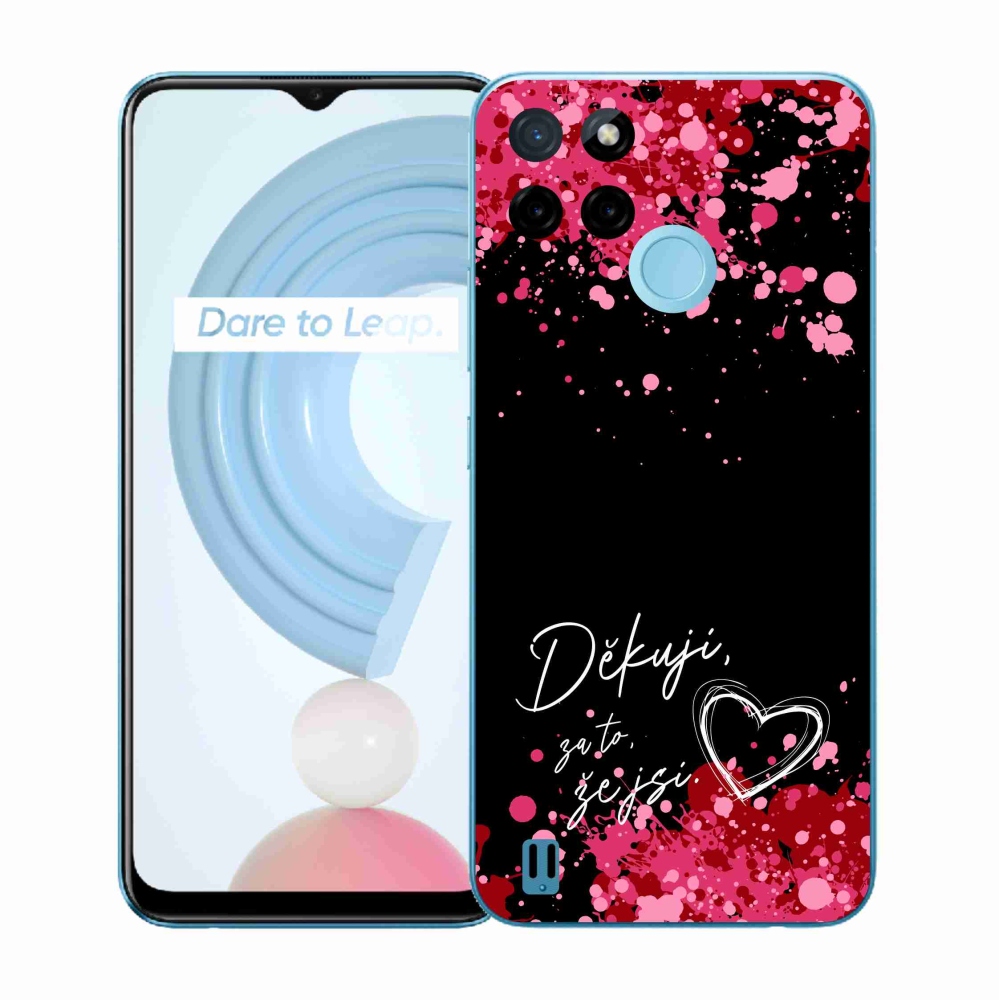 Gelový kryt mmCase na Realme C21Y/C25Y - zamilovaný text 2 černé pozadí