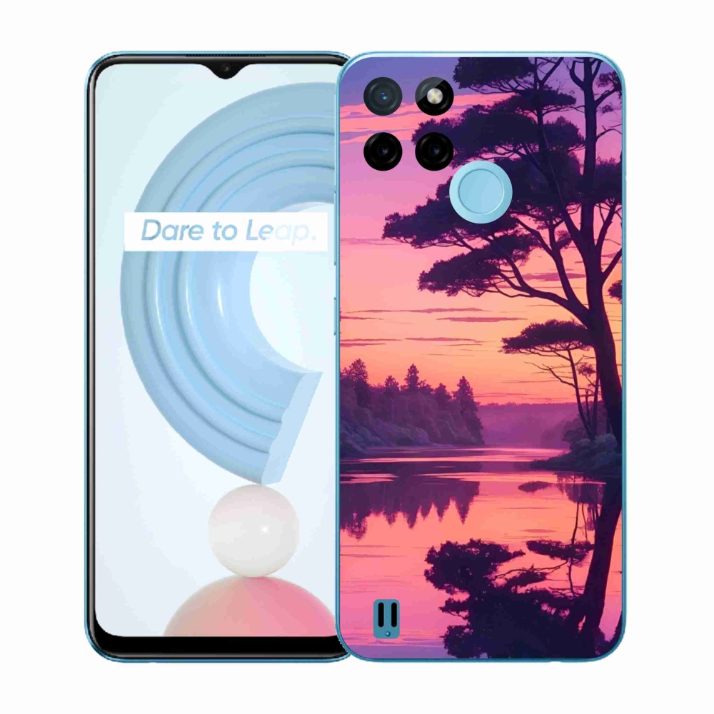 Gelový kryt mmCase na Realme C21Y/C25Y - západ slunce nad jezerem