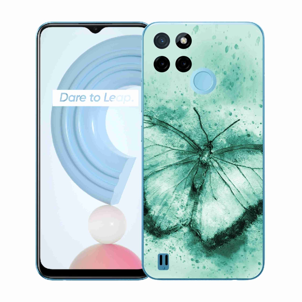 Gelový kryt mmCase na Realme C21Y/C25Y - zelený motýl