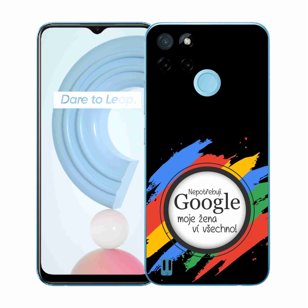 Gelový kryt mmCase na Realme C21Y/C25Y - žena ví všechno černé pozadí