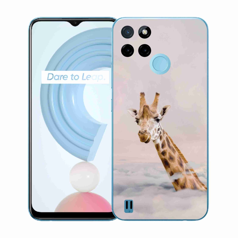 Gelový kryt mmCase na Realme C21Y/C25Y - žirafa v oblacích