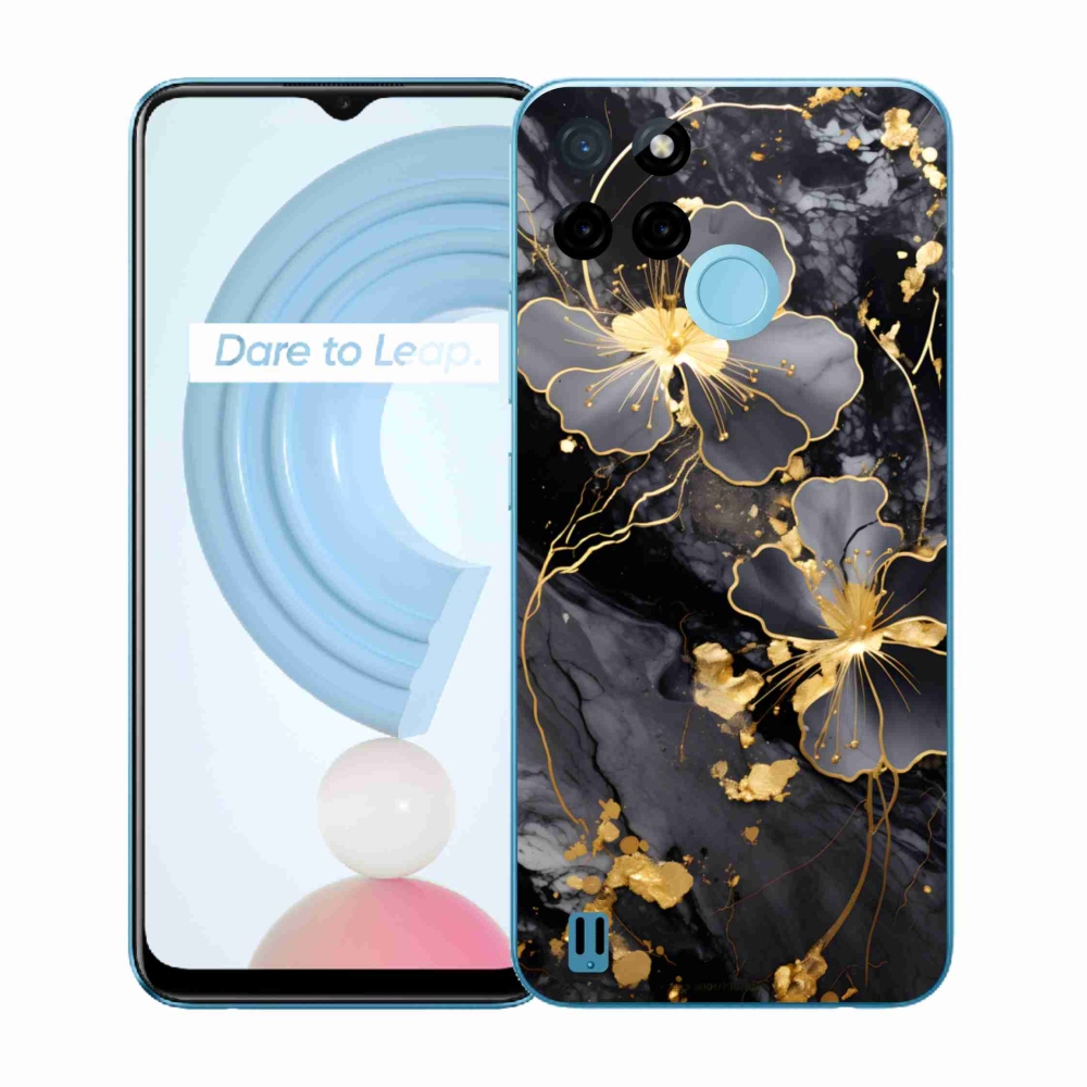 Gelový kryt mmCase na Realme C21Y/C25Y - zlaté květy