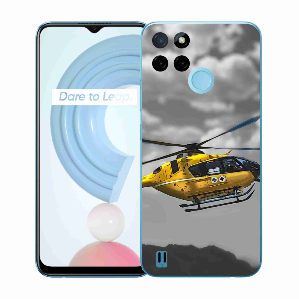 Gelový kryt mmCase na Realme C21Y/C25Y - žlutá helikoptéra