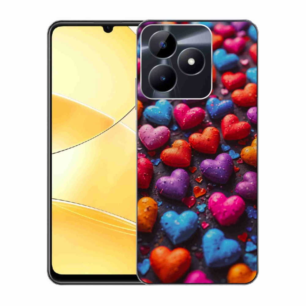 Gelový kryt mmCase na Realme C51/C53 - barevná srdce