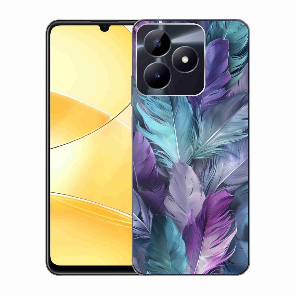Gelový kryt mmCase na Realme C51/C53 - barevné peří 2