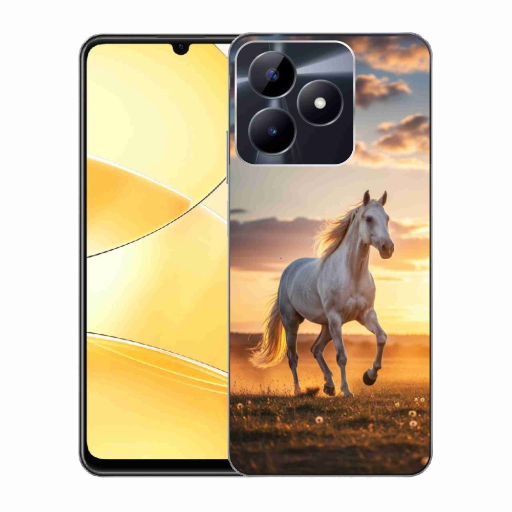 Gelový kryt mmCase na Realme C51/C53 - běžící bílý kůň 2