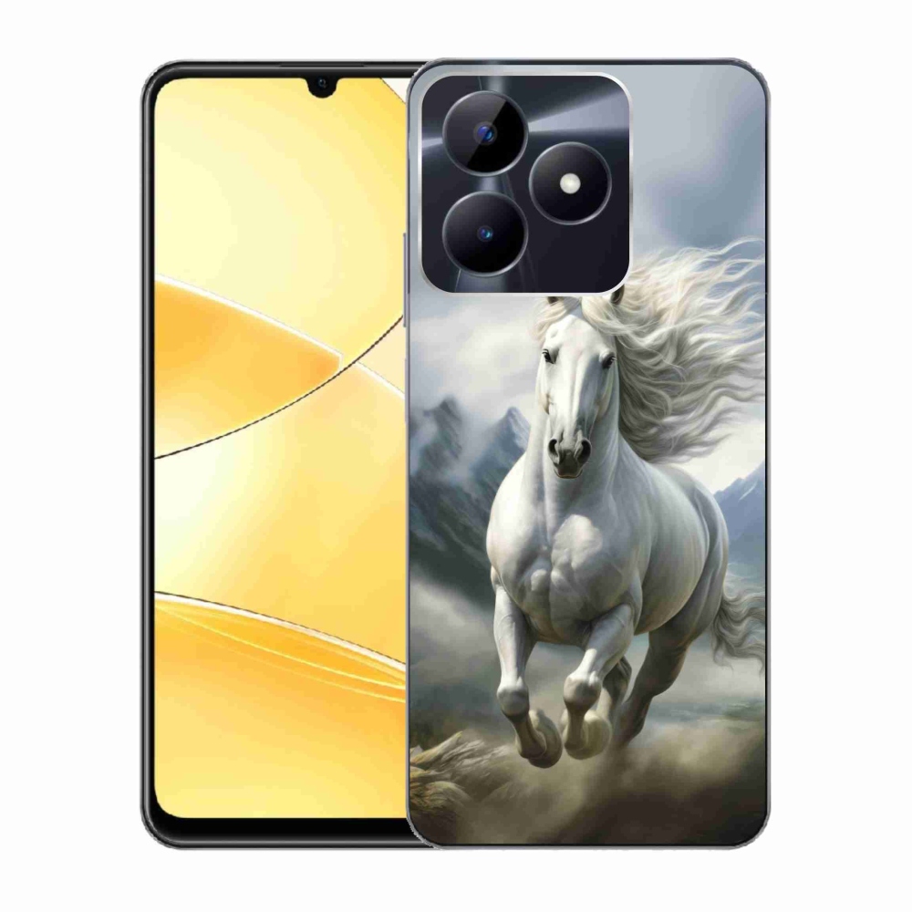Gelový kryt mmCase na Realme C51/C53 - běžící bílý kůň 3