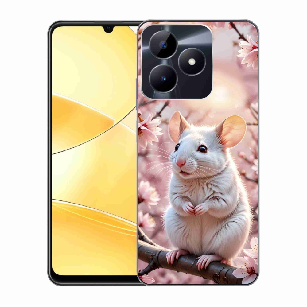 Gelový kryt mmCase na Realme C51/C53 - bílá myš na větvi