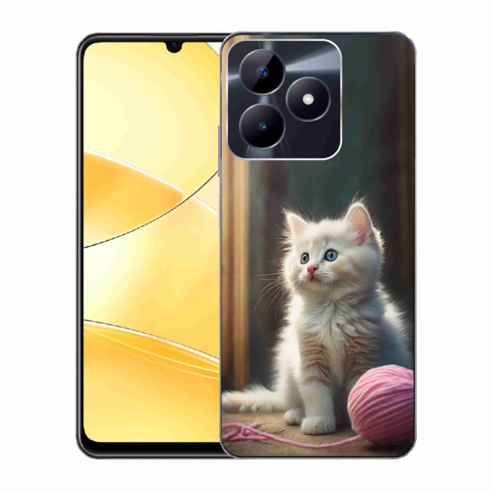 Gelový kryt mmCase na Realme C51/C53 - bílé kotě 2