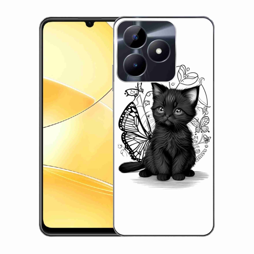 Gelový kryt mmCase na Realme C51/C53 - černé kotě