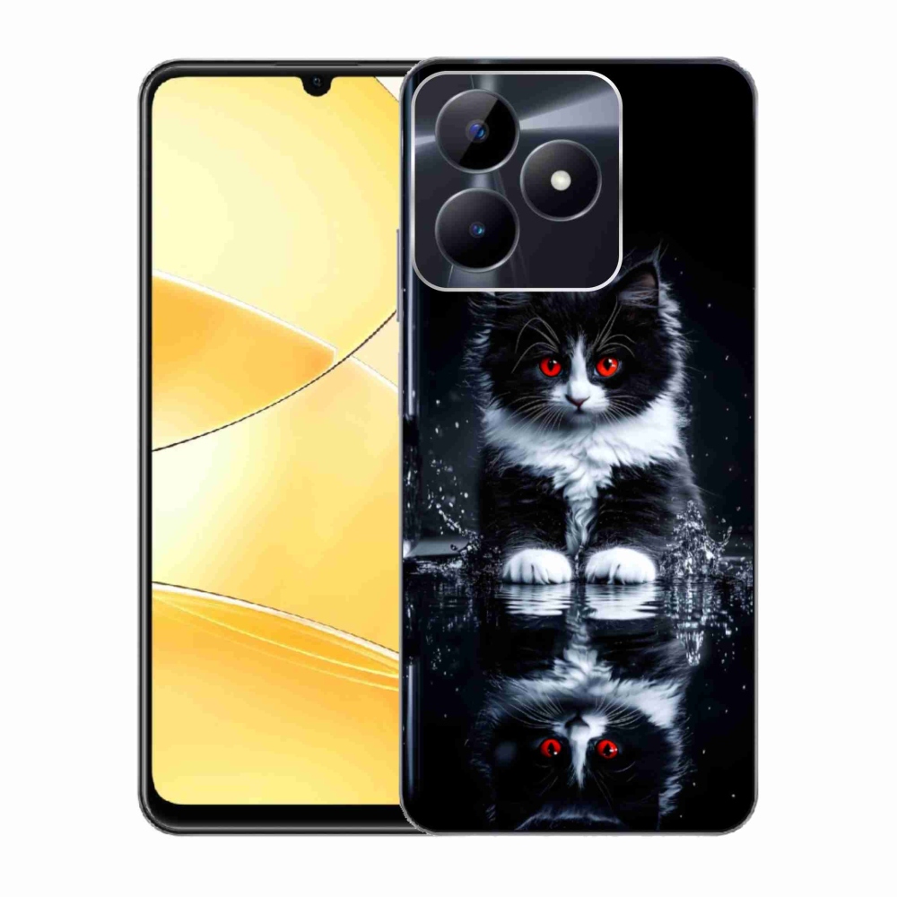 Gelový kryt mmCase na Realme C51/C53 - černobílé kotě