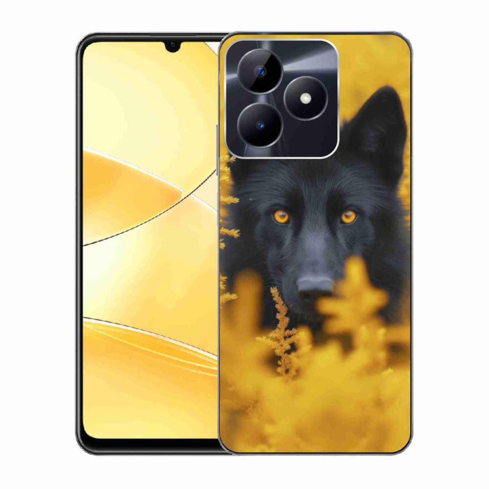 Gelový kryt mmCase na Realme C51/C53 - černý vlk 2