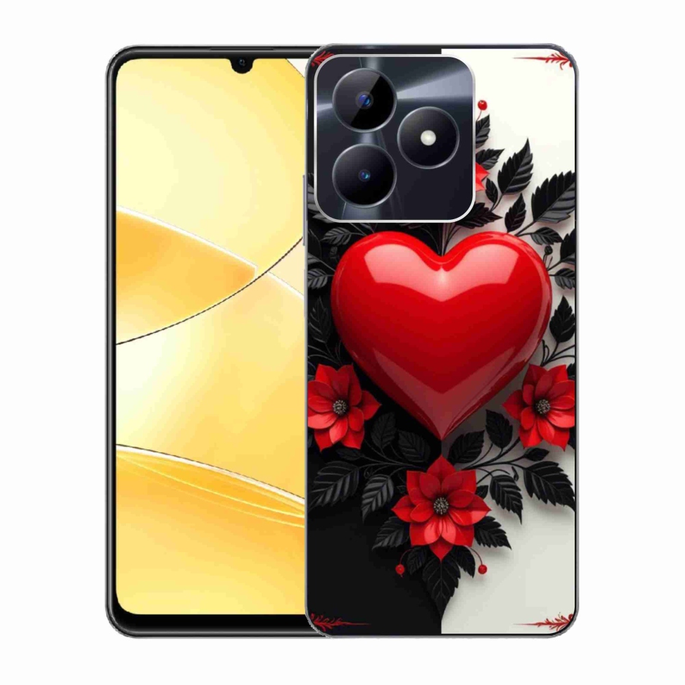 Gelový kryt mmCase na Realme C51/C53 - červené srdce