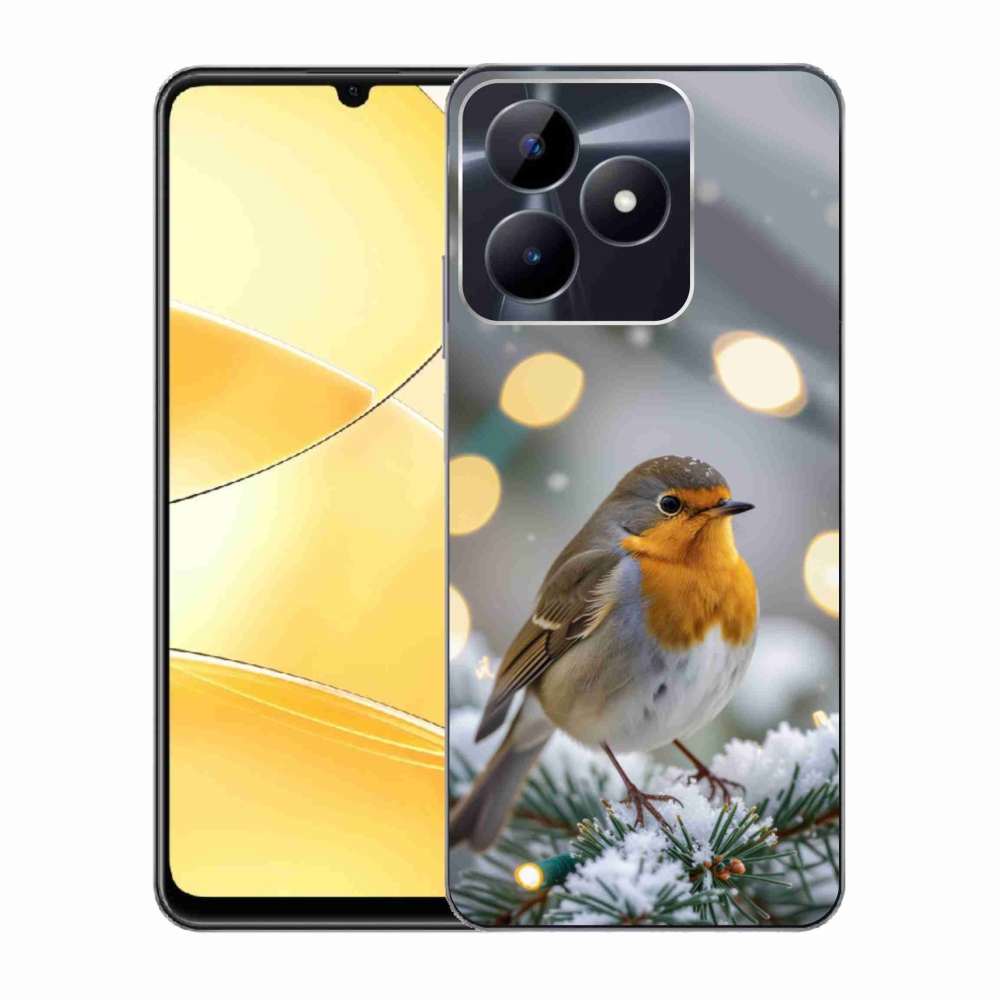 Gelový kryt mmCase na Realme C51/C53 - červenka v zimě