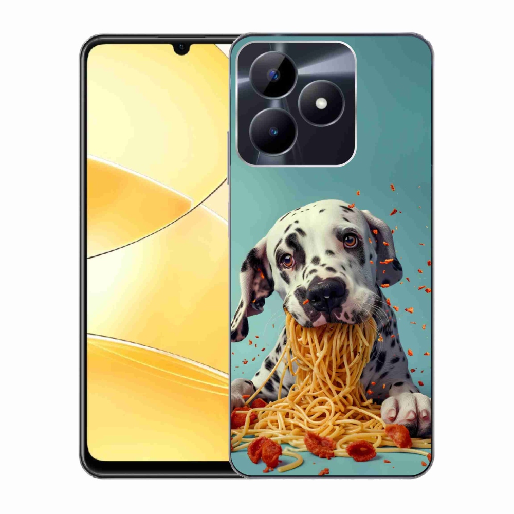 Gelový kryt mmCase na Realme C51/C53 - dalmatin a špagety
