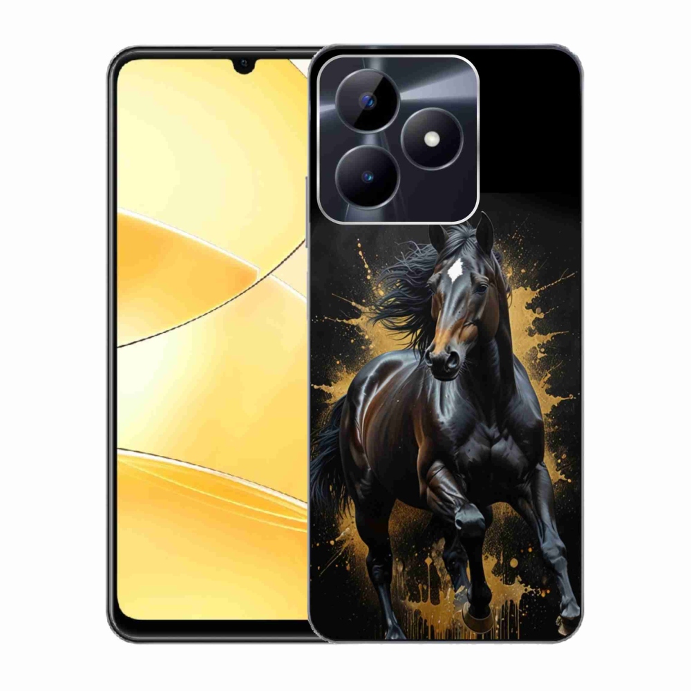 Gelový kryt mmCase na Realme C51/C53 - elegantní černý hřebec