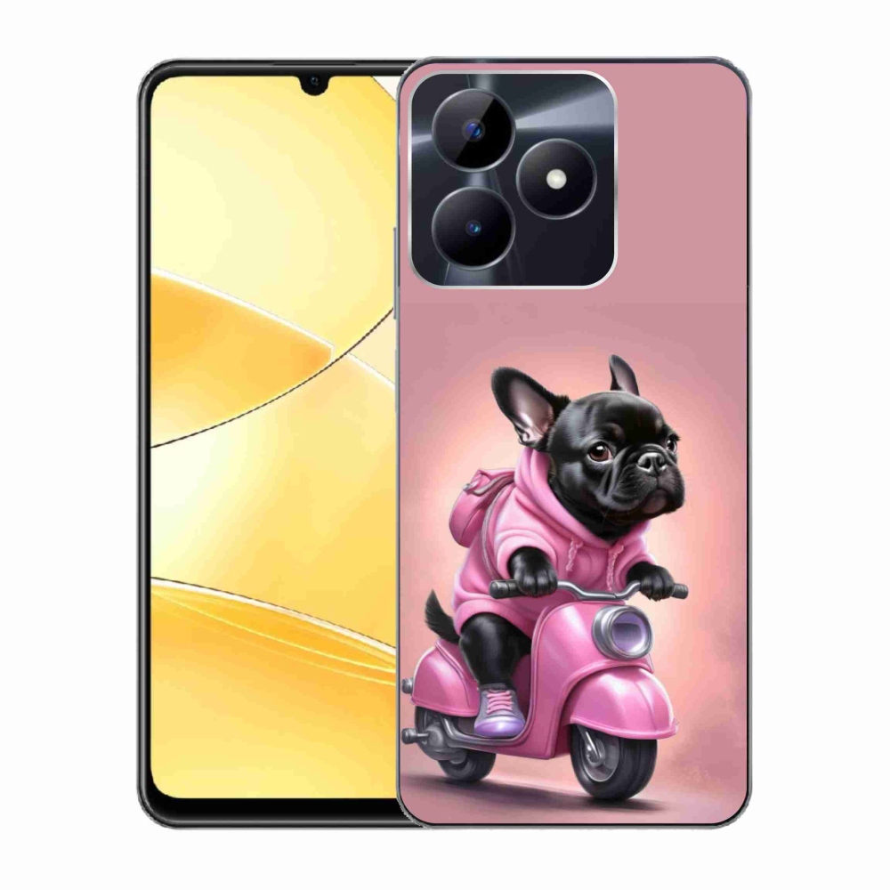 Gelový kryt mmCase na Realme C51/C53 - francouzský buldoček na skútru