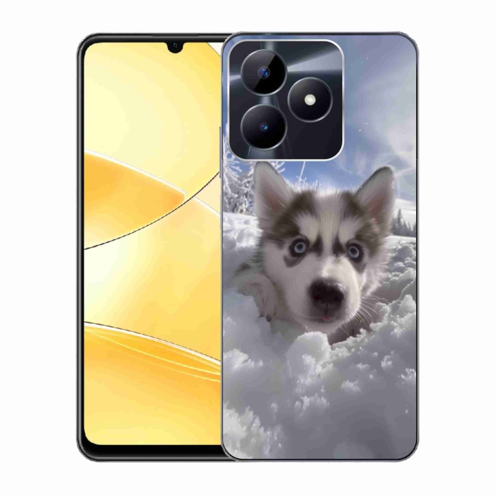 Gelový kryt mmCase na Realme C51/C53 - husky ve sněhu