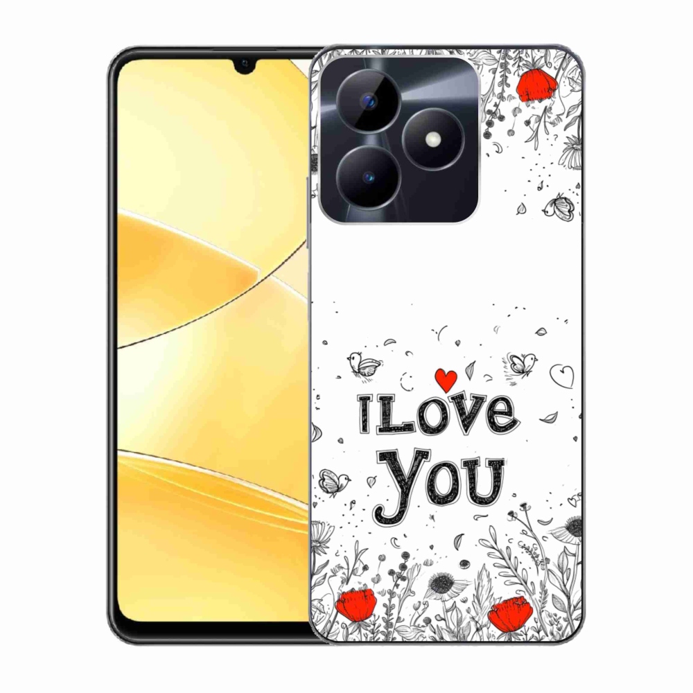 Gelový kryt mmCase na Realme C51/C53 - I love you bílé pozadí