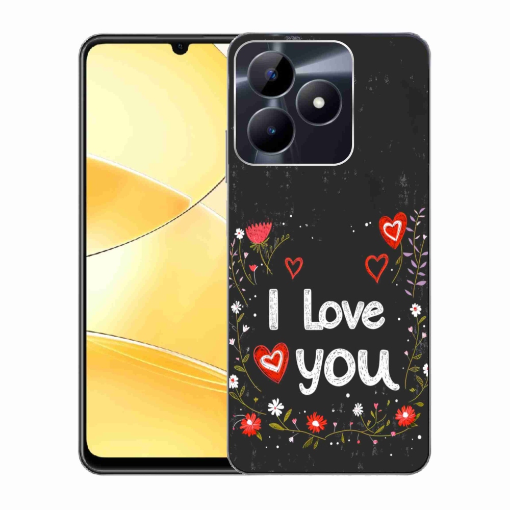 Gelový kryt mmCase na Realme C51/C53 - I love you černé pozadí