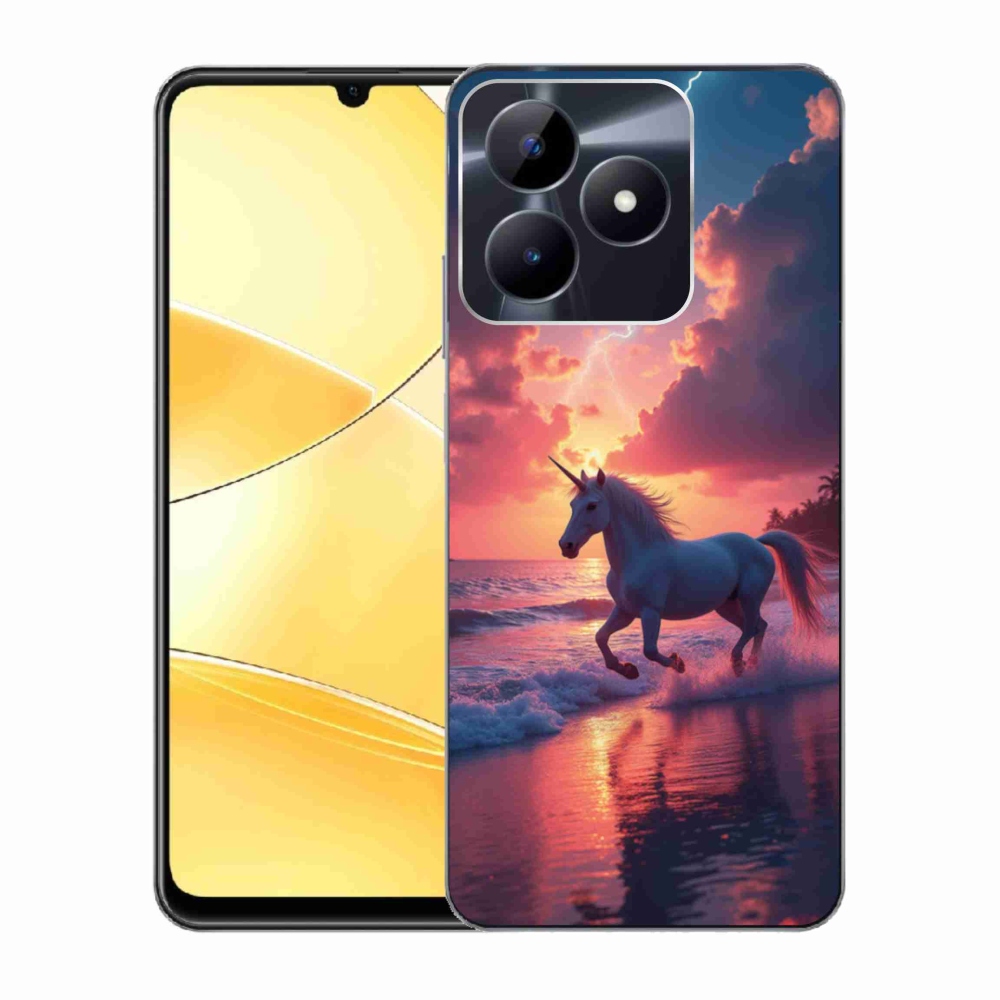Gelový kryt mmCase na Realme C51/C53 - jednorožec na pláži