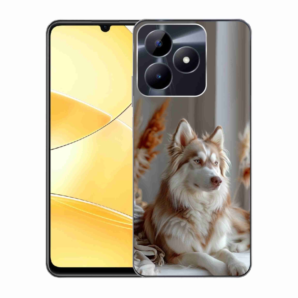 Gelový kryt mmCase na Realme C51/C53 - klidný sibiřský husky