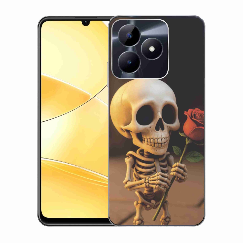 Gelový kryt mmCase na Realme C51/C53 - kostlivec s růží