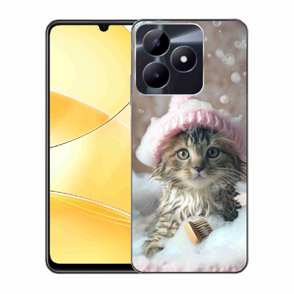 Gelový kryt mmCase na Realme C51/C53 - kotě a koupel