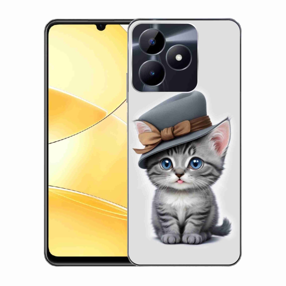 Gelový kryt mmCase na Realme C51/C53 - kotě s kloboukem