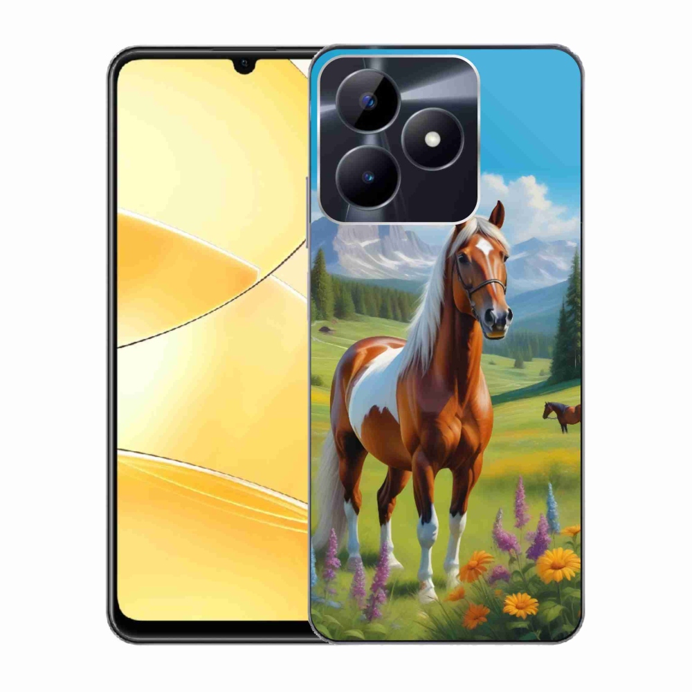 Gelový kryt mmCase na Realme C51/C53 - kůň na louce