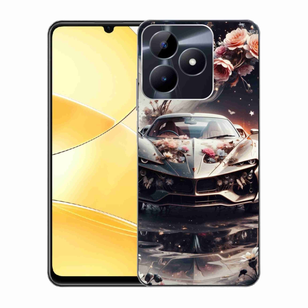 Gelový kryt mmCase na Realme C51/C53 - květinový sportovní vůz