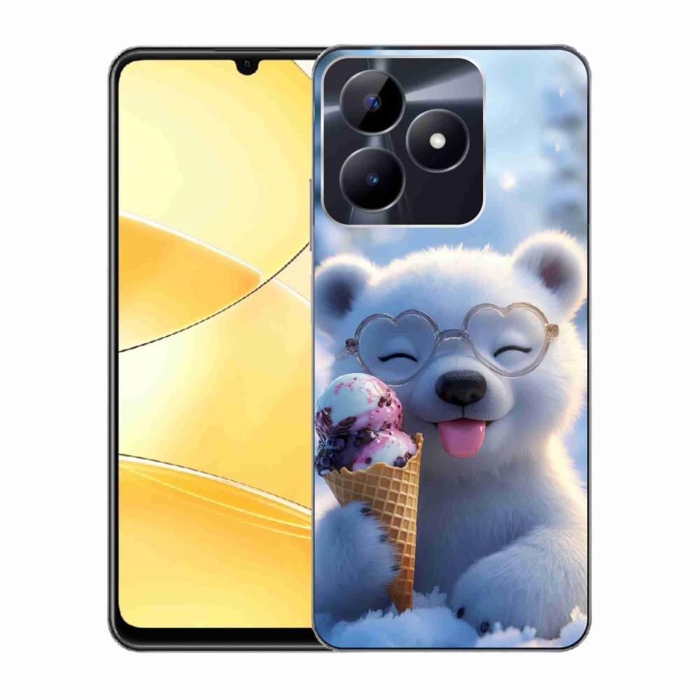Gelový kryt mmCase na Realme C51/C53 - medvídek se zmrzlinou