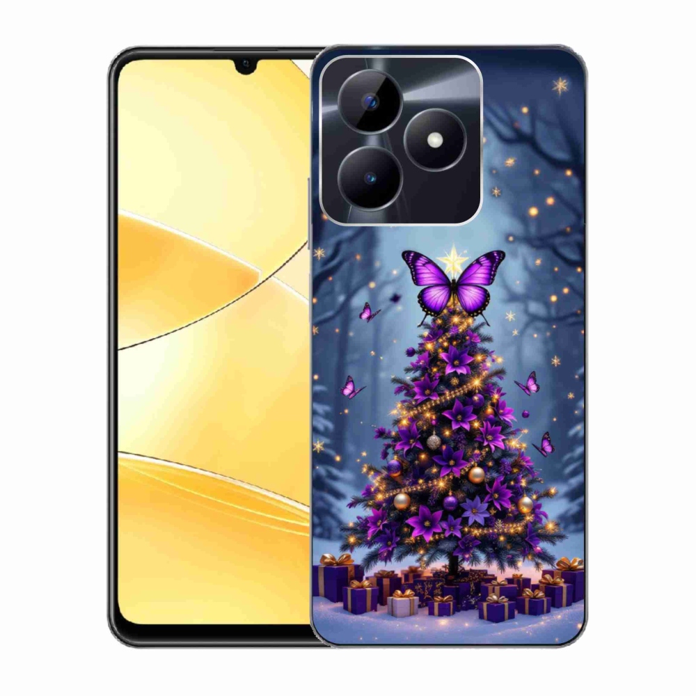 Gelový kryt mmCase na Realme C51/C53 - motýlí vánoční stromek