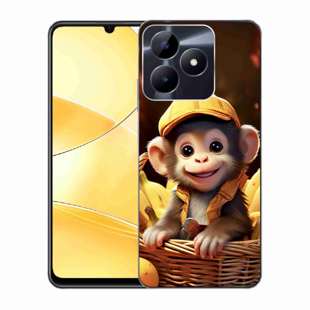 Gelový kryt mmCase na Realme C51/C53 - opice v košíku