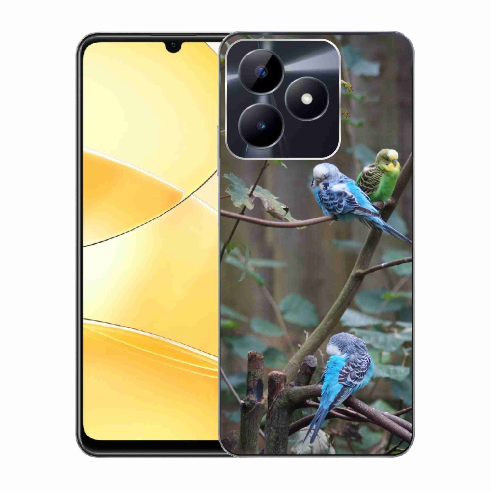 Gelový kryt mmCase na Realme C51/C53 - papoušci na větvi