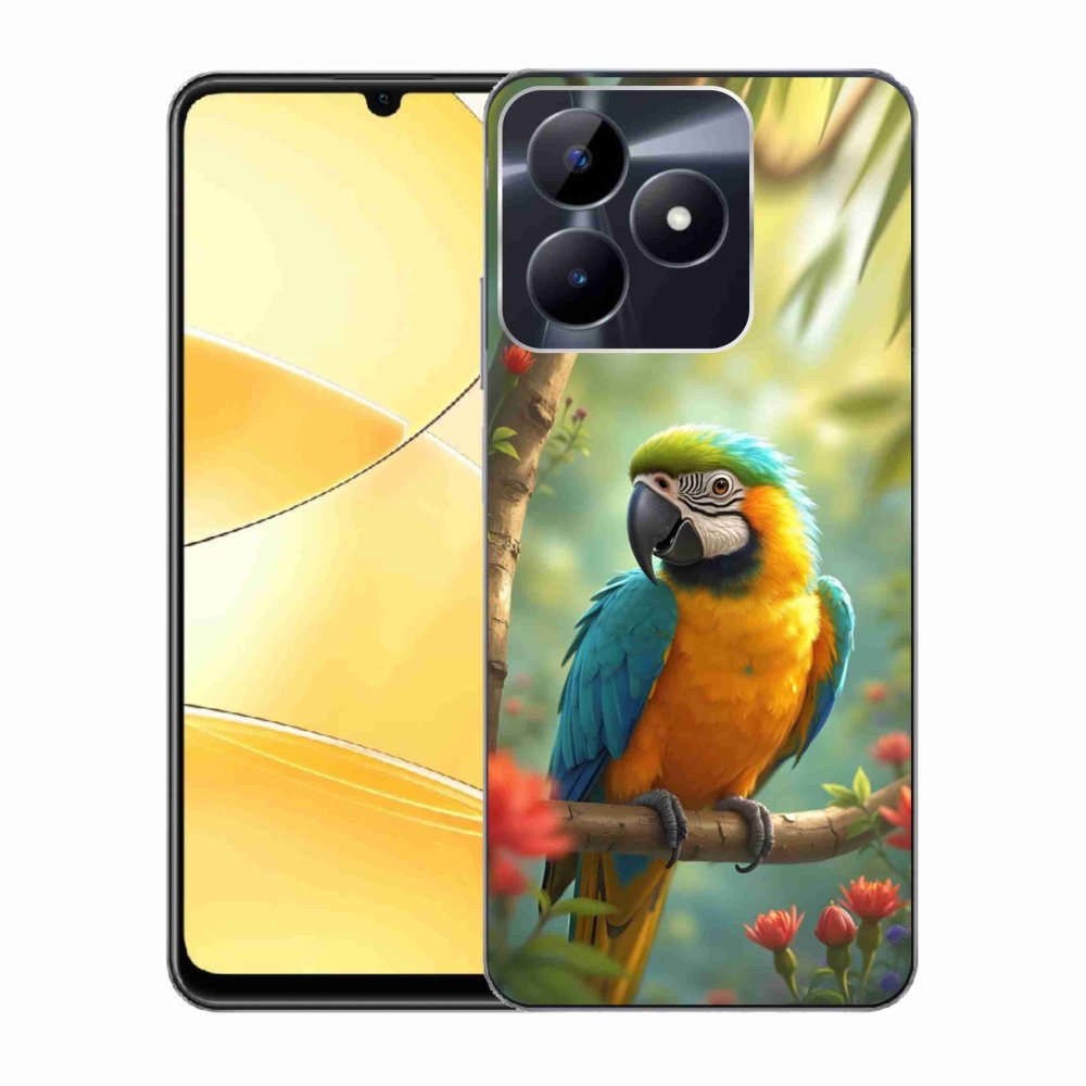 Gelový kryt mmCase na Realme C51/C53 - papoušek ara modrožlutá