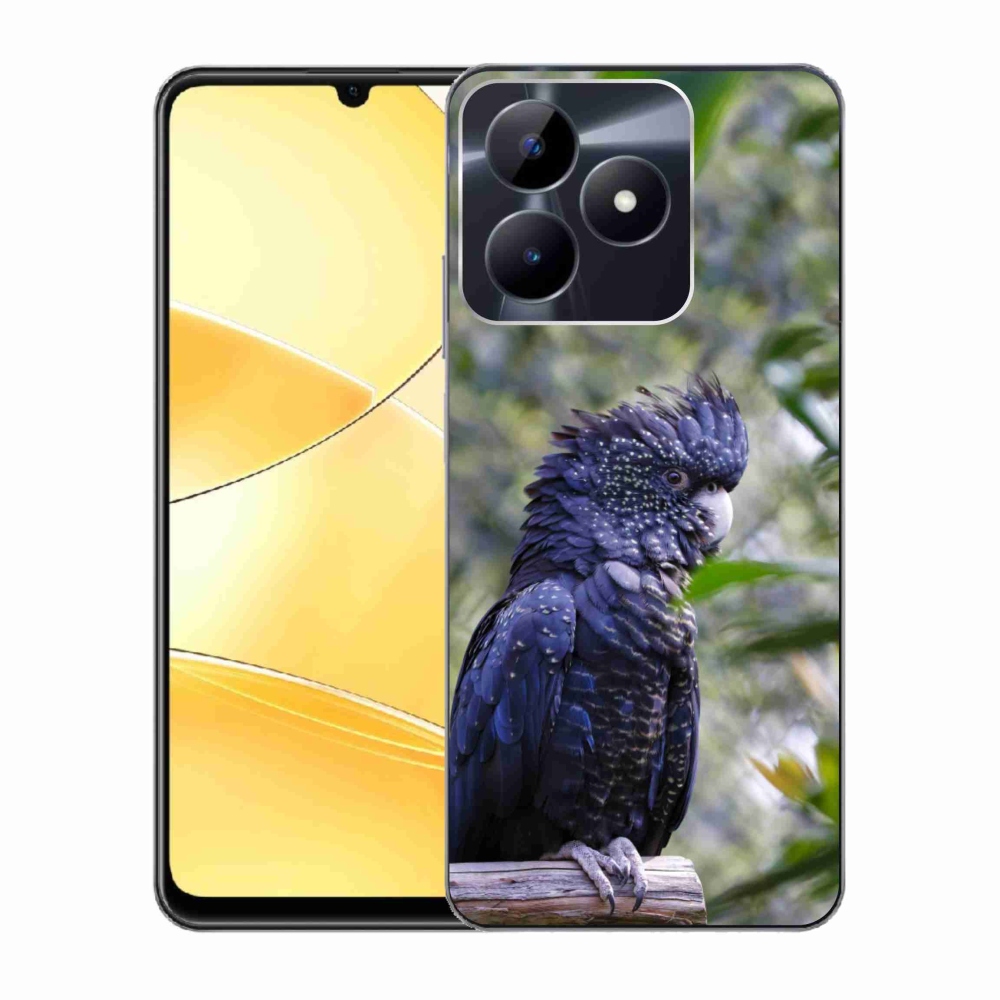 Gelový kryt mmCase na Realme C51/C53 - papoušek kakadu černý