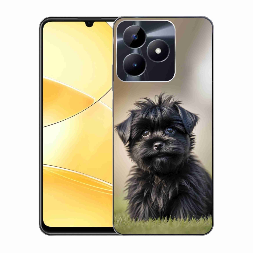 Gelový kryt mmCase na Realme C51/C53 - roztomilý černý pejsek