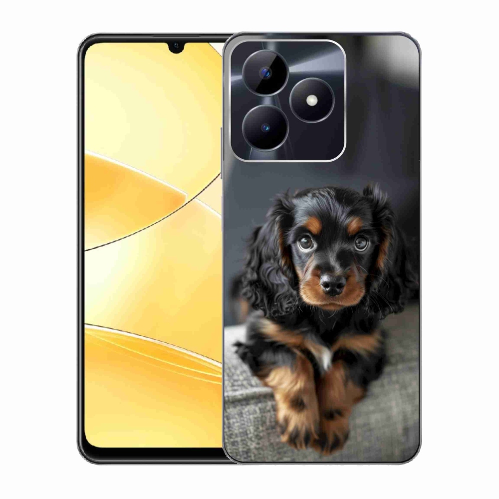 Gelový kryt mmCase na Realme C51/C53 - roztomilý dlouhosrstý jezevčík