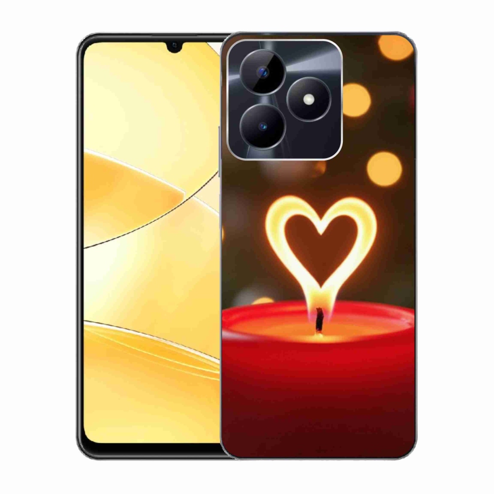Gelový kryt mmCase na Realme C51/C53 - srdce z plamene