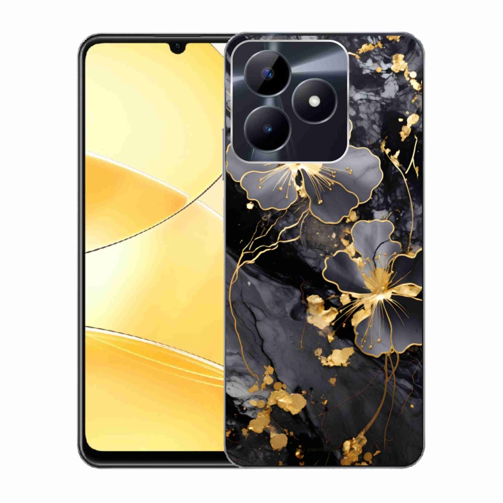 Gelový kryt mmCase na Realme C51/C53 - zlaté květy