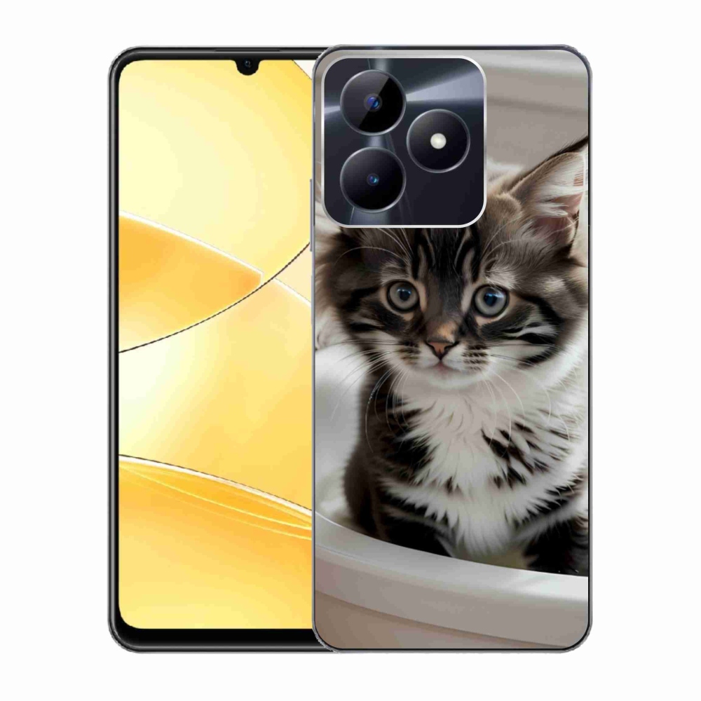 Gelový kryt mmCase na Realme C51/C53 - zvědavé kotě