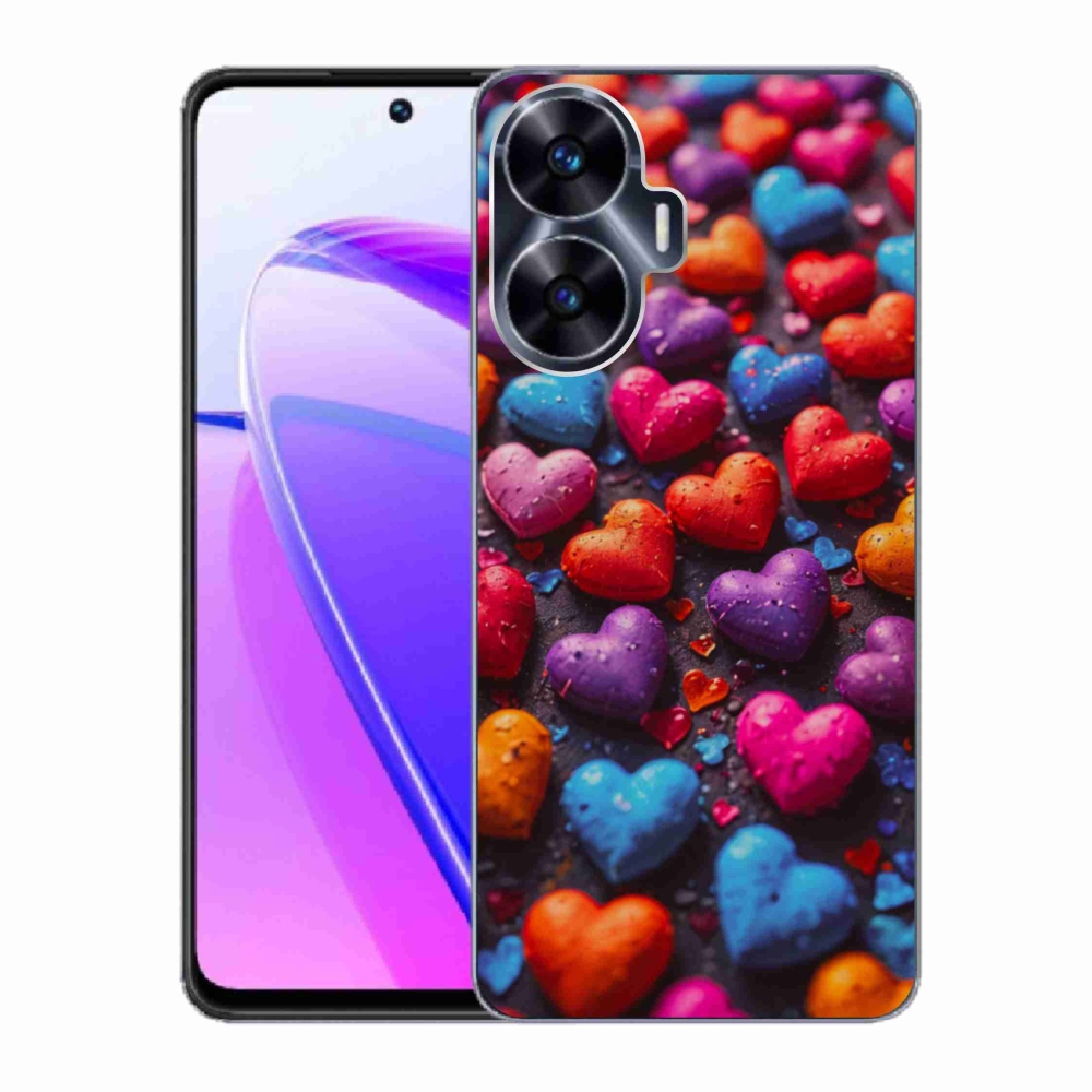 Gelový kryt mmCase na Realme C55 - barevná srdce