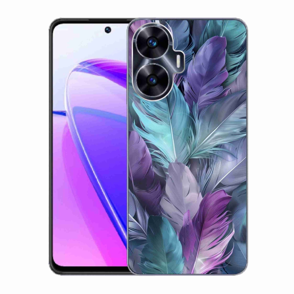 Gelový kryt mmCase na Realme C55 - barevné peří 2